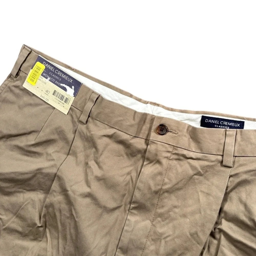 NWT Daniel Cremieux Monaco Shorts Men 40 Brown Pleated Khaki Cotton Chino Preppy